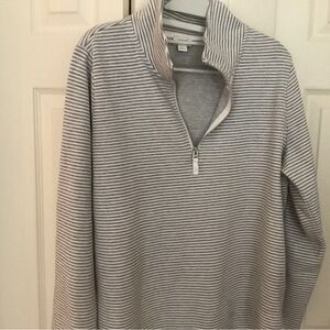 J. Crew Gray Striped Half-Zip Sweatshirt